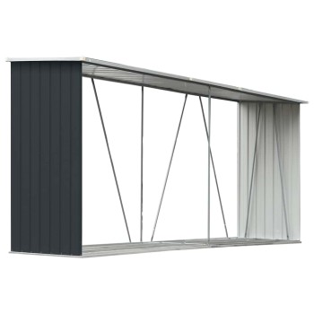 Antracit horganyzott acél kerti tűzifatároló 330 x 84 x 152 cm