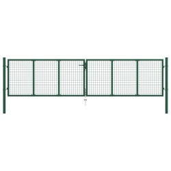 Zöld acél rácsos kertkapu 400 x 125 cm