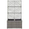 Szürke rácsos polyrattan magaságyás 2 kaspóval 58 x 30 x 107 cm
