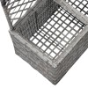 Szürke rácsos polyrattan magaságyás 2 kaspóval 58 x 30 x 107 cm