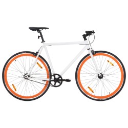Fehér és narancssárga örökhajtós kerékpár 700c 55 cm
