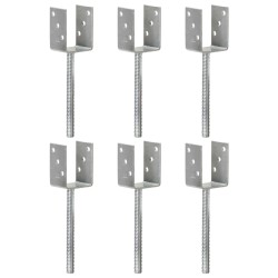 6 db ezüstszínű horganyzott acél kerítéshorgony 7 x 6 x 30 cm