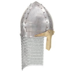 Ezüstszínű antik keresztes lovagi acélsisak larp másolat