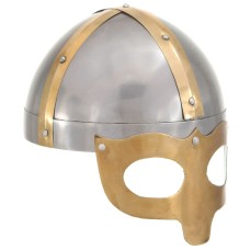 Ezüstszínű antik viking acélsisak larp másolat