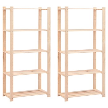 2 db 5-szintes tömör fenyőfa tárolópolc 250 kg 80 x 38 x 170 cm