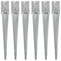 6 db ezüstszínű horganyzott acél kerítéstüske 10 x 10 x 76 cm