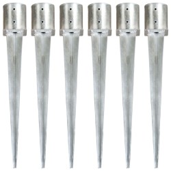 6 db ezüstszínű horganyzott acél kerítéstüske 12 x 91 cm