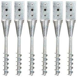 6 db ezüstszínű horganyzott acél kerítéstüske 10 x 10 x 57 cm