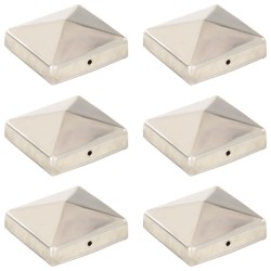 6 db gúla alakú rozsdamentes acél kerítésoszlop-sapka 81x81 mm