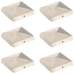 6 db gúla alakú rozsdamentes acél kerítésoszlop-sapka 101x101 mm