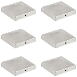6 db gúla alakú horganyzott fém kerítésoszlop-sapka 101x101 mm