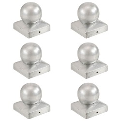6 db gömb alakú horganyzott fém kerítésoszlop-sapka 71 x 71 mm