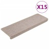 15 db lépcsőszőnyeg 65 x 21 x 4 cm bézs téglalap alakú széllel