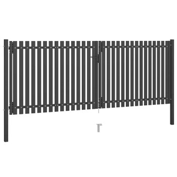Antracit színű acél kerítéskapu 400 x 125 cm