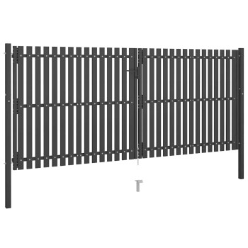 Antracit színű acél kerítéskapu 400 x 150 cm