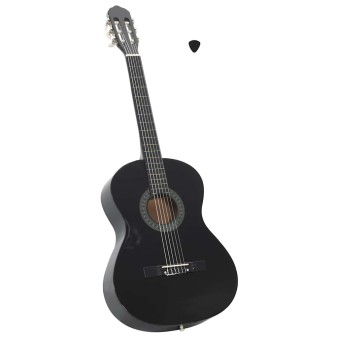 Fekete klasszikus hársfa gitár kezdőknek 4/4 39"