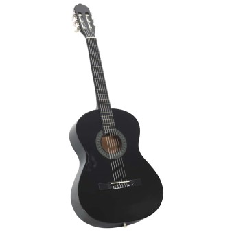 Fekete klasszikus hársfa gitár kezdőknek 4/4 39"