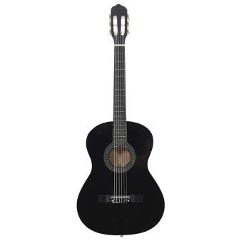 Fekete klasszikus hársfa gitár kezdőknek 4/4 39"