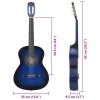 Kék klasszikus gitár kezdőknek és gyerekeknek 3/4 36"