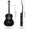 Fekete klasszikus gitár kezdőknek és gyerekeknek 3/4 36"