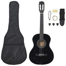 8 darabos fekete klasszikus gitárszett kezdőknek 3/4 36"