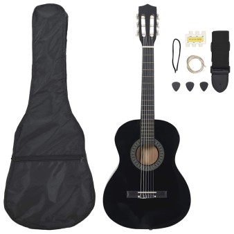 8 darabos fekete klasszikus gitárszett kezdőknek 3/4 36"