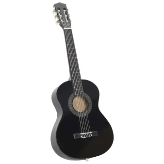 Fekete klasszikus gitár kezdőknek és gyerekeknek 1/2 34"