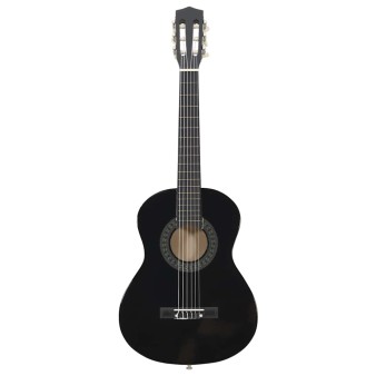 8 darabos fekete klasszikus gitár kezdőkészlet 1/2 34"