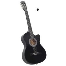 Fekete 6 húros klasszikus western cutaway gitár 38"