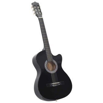 12 részes fekete 6 húros klasszikus western gitár szett 38"