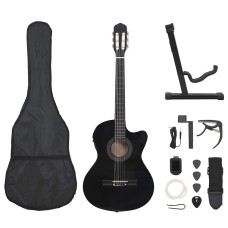 12 db-os fekete 6 húros western gitárszett hangszínszabályzóval