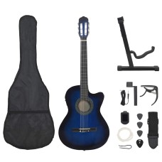 12 darabos 6 húros kék western gitárszett hangszínszabályzóval