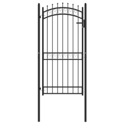 Fekete acél kerítéskapu cövekekkel 100 x 200 cm