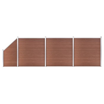 3 négyszögletes és 1 ferde barna wpc kerítéselem 619 x 186 cm