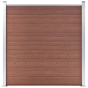 3 négyszögletes és 1 ferde barna wpc kerítéselem 619 x 186 cm
