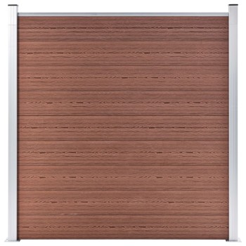 4 négyszögletes és 1 ferde barna wpc kerítéselem 792 x 186 cm