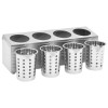 4 rekeszes négyszögletes rozsdamentes acél evőeszköz-tároló