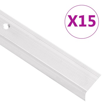 15 db ezüstszínű l-alakú alumínium lépcsőélvédő 90 cm