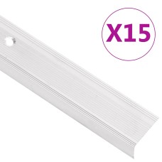 15 db ezüstszínű l-alakú alumínium lépcsőélvédő 100 cm