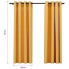 2 db sárga vászonhatású sötétítőfüggöny fűzőkarikával 140x175cm