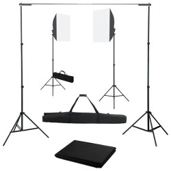 Fotóstúdió-felszerelés softbox lámpákkal és háttérrel
