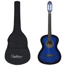 Kék 4/4-es klasszikus gitár kezdőknek tokkal 39"