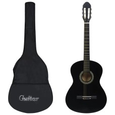 Fekete 4/4-es klasszikus gitár kezdőknek tokkal 39"