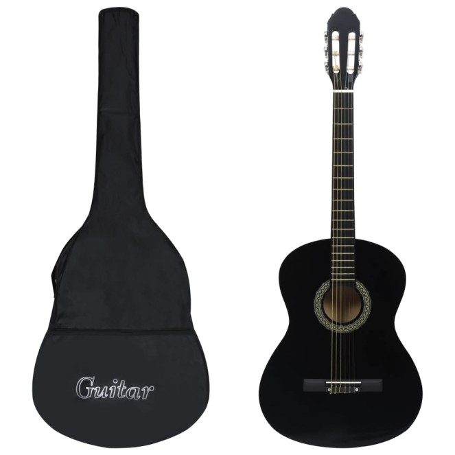 Fekete 4/4-es klasszikus gitár kezdőknek tokkal 39" Fekete 4/4-es klasszikus gitár kezdőknek tokkal 39"