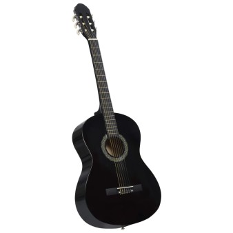 Fekete 4/4-es klasszikus gitár kezdőknek tokkal 39"