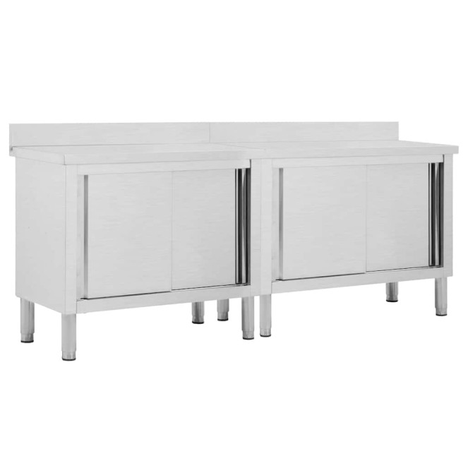 2db rozsdamentes acél munkaasztal tolóajtókkal 200x50x(95-97)cm 2db rozsdamentes acél munkaasztal tolóajtókkal 200x50x(95-97)cm