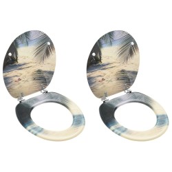 2 db tengerpartmintás mdf wc-ülőke fedéllel