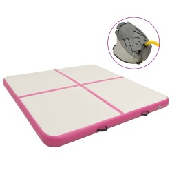 Rózsaszín pvc felfújható tornamatrac pumpával 200 x 200 x 20 cm