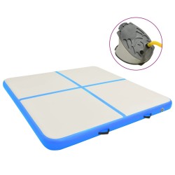 Kék pvc felfújható tornamatrac pumpával 200 x 200 x 20 cm