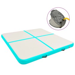 Zöld pvc felfújható tornamatrac pumpával 200 x 200 x 20 cm